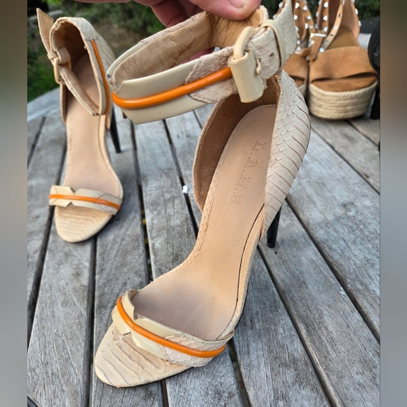 L.A.M.B. Beige and Orange Heels - Picture 5 of 16